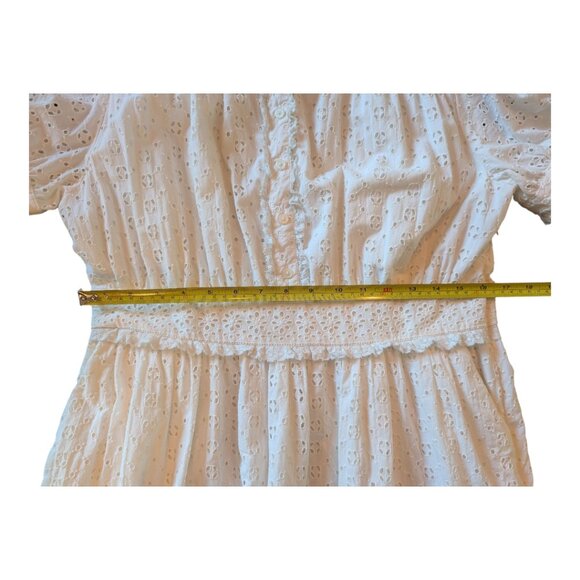 J. Crew | Button Front Mini Eyelet Dress | Ivory | Women’s Size 14 - Picture 12 of 14